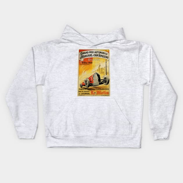 French Grand Prix, Dijon - 1929: Vintage Poster Design Kids Hoodie by Naves